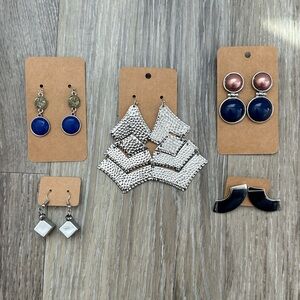 Lot of 5 Silver-Tone Earrings